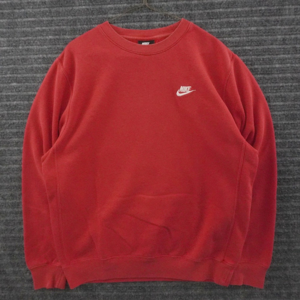 Nike Crewneck Sweatshirt Mens Size M Red Embroidered Swoosh Logo